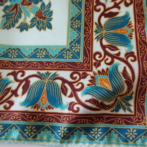 vintage scarf Specialty House, polyester, made in Japan, floral, flourish, aqua image 2