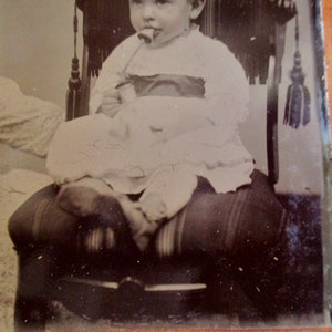 Antique Tintype Photo - 1800s, Baby Sucking on a Bottle, Pacifier ...