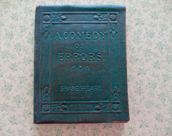 1920s tiny book - A Comedy of Errors, Shakespeare, green bound, Little Leather Library, antique mini book