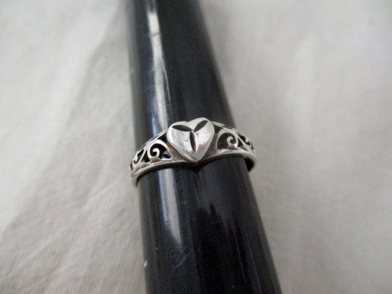 vintage sterling silver ring size 8.25 filigree heart