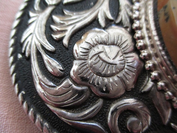silver and black western cowboy belt buckle-  pol… - image 5