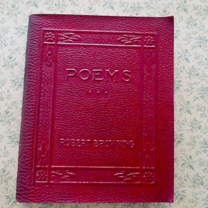 1920s tiny book - Poems, Plays, Robert Browning, red bound, Little Leather Library, mini book, antique