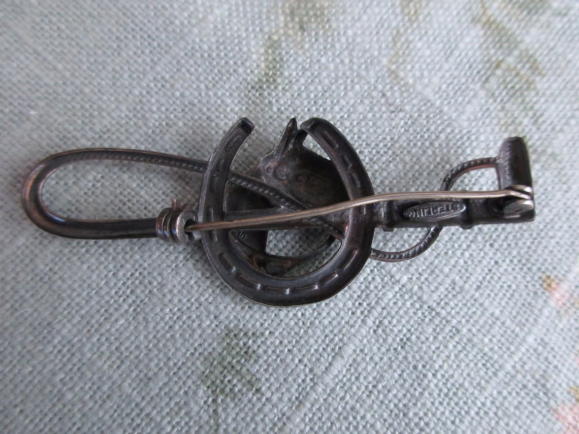 Vintage Sterling Silver Pin Horseshoe Equestrian Horse Etsy