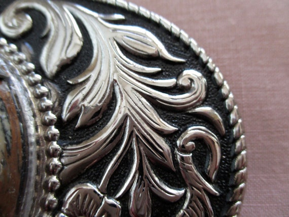 silver and black western cowboy belt buckle-  pol… - image 6
