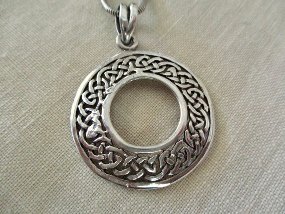 sterling silver Celtic necklace - vintage, 16" se… - image 1