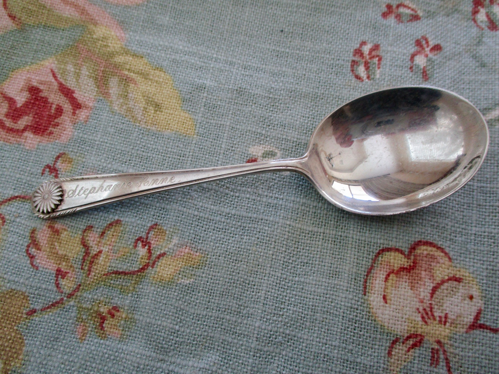 1950s Sterling Silver Baby Spoon Engraved Floral Daisy Etsy
