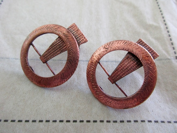 vintage Baer copper pierced earrings-1980s - image 1