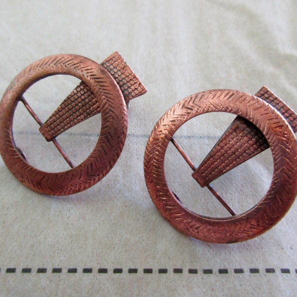 vintage Baer copper pierced earrings-1980s