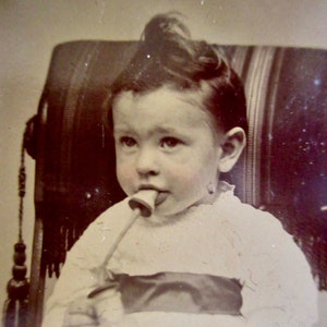 Antique Tintype Photo - 1800s, Baby Sucking on a Bottle, Pacifier ...