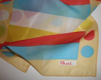 vintage designer silk chiffon scarf-hand rolled, Paoli, striped