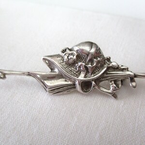 sterling silver pin - straw hat and umbrella, brooch, vintage