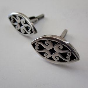 vintage sterling silver cufflinks - cut out design, Mexico
