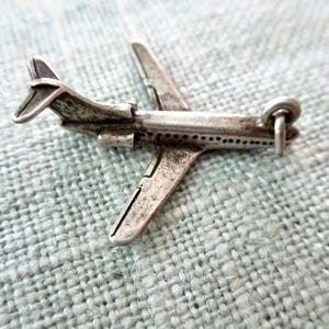 sterling plane charm - vintage, 925, travel, vacation