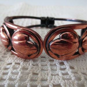vintage copper bracelet - bangle, clamper, floral