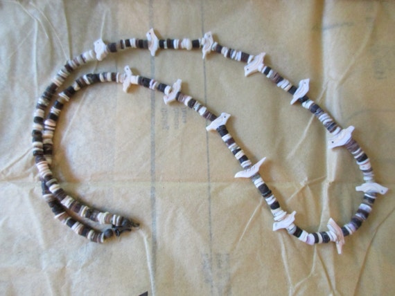 vintage southwest necklace with heishi beads, fet… - image 2
