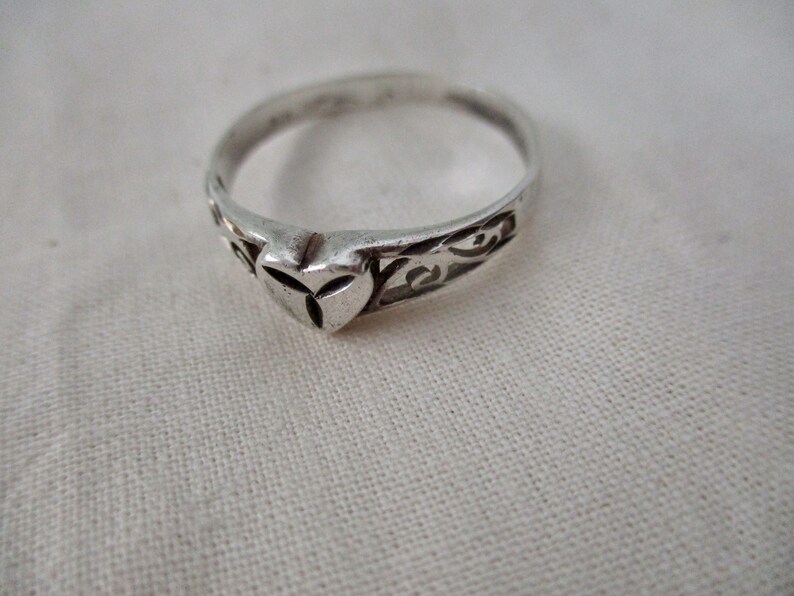 vintage sterling silver ring size 8.25 filigree heart