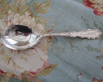 1800s heavy sterling spoon - antique, victorian, monogrammed, engraved H, 1897