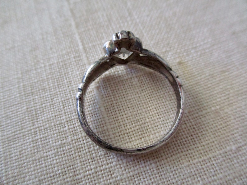 Irish vintage sterling Claddagh Ring with crystal love Ireland size 6