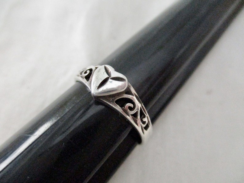 vintage sterling silver ring size 8.25 filigree heart