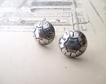 vintage sterling silver earrings - stars, round, southwestern, pierced
