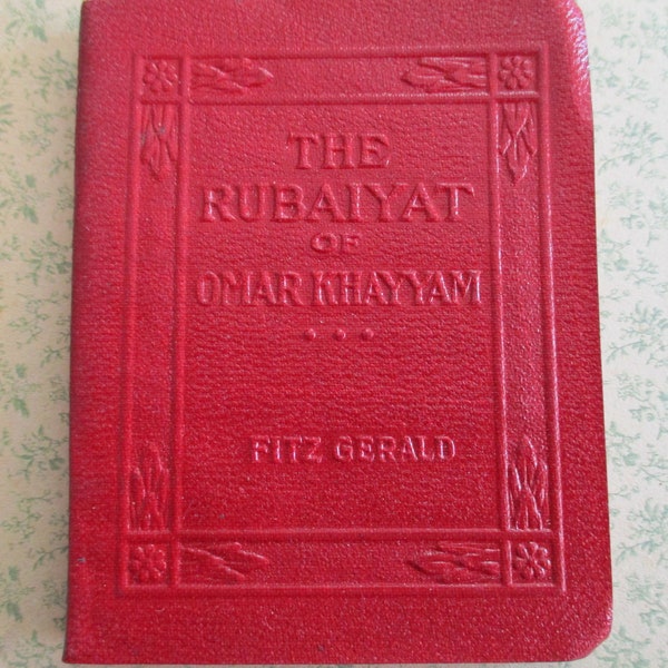 20s tiny book - The Rubaiyat of Omar Khayyam, illustrated, red bound, Little Leather Library, antique