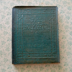 20s tiny antique book - The Holy Grail, Alfred Tennyson, green bound, Little Leather Library