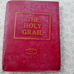 20s tiny antique book - The Holy Grail, Alfred Tennyson, red bound, Miniature Library