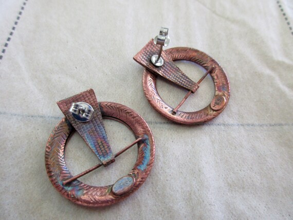 vintage Baer copper pierced earrings-1980s - image 3