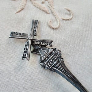 vintage sterling Solvang, CA spoon - made in Holland, Netherlands, Dutch, turning windmill, souvenir