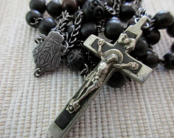 large wooden rosary - Lourdes, France, ebony