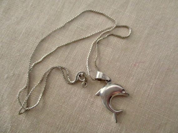 sterling silver dolphin pendant necklace - 15" st… - image 4