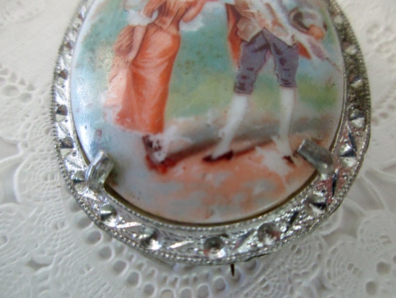 vintage porcelain brooch - victorian, romantic, l… - image 3