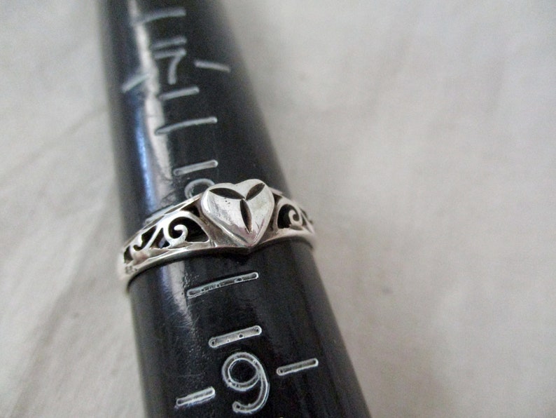 vintage sterling silver ring size 8.25 filigree heart