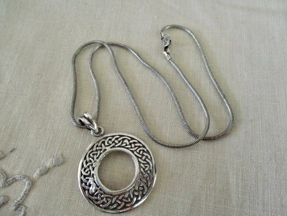 sterling silver Celtic necklace - vintage, 16" se… - image 7