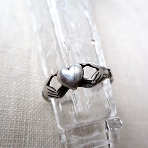 sterling silver ring - Irish, band, claddagh, size 4, adjustable, toe ring, vintage