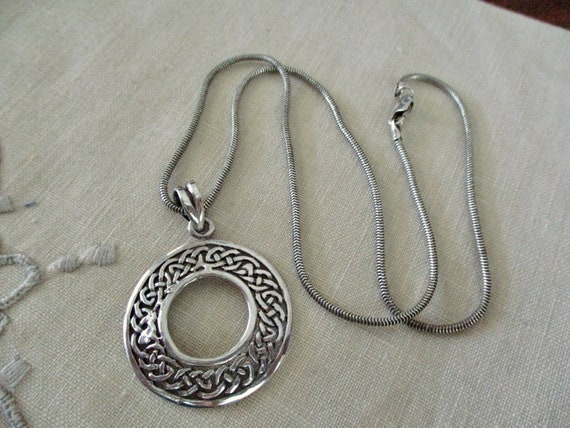 sterling silver Celtic necklace - vintage, 16" se… - image 8