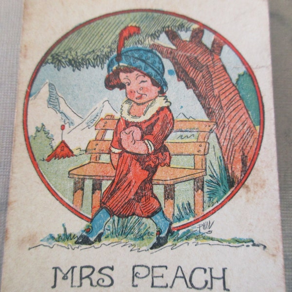 Antique Playing Card - Old Maid, Mrs Peach, children, game