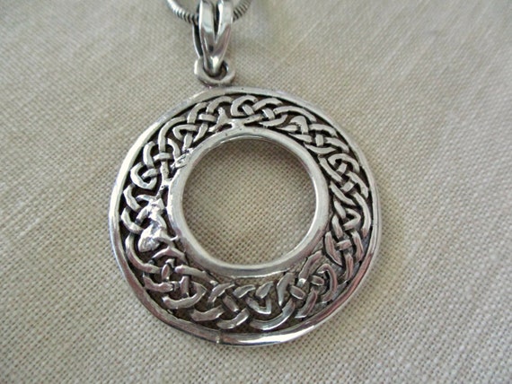 sterling silver Celtic necklace - vintage, 16" se… - image 2