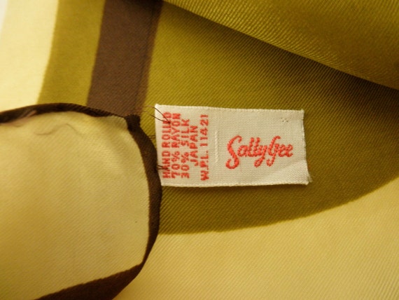 vintage Sally Gee silk rayon scarf-hand rolled, g… - image 3