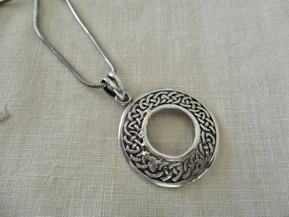 sterling silver Celtic necklace - vintage, 16" se… - image 9