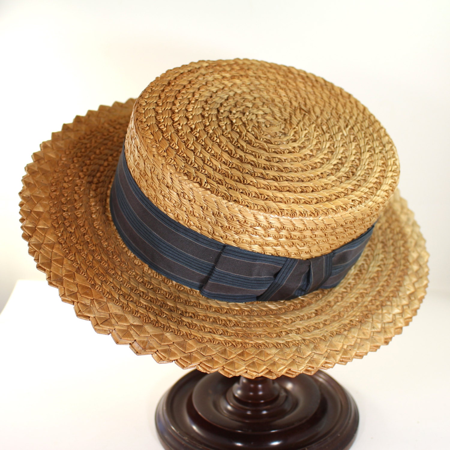 Mens Straw Boater Hat by Lamson Hubbard Co Etsy