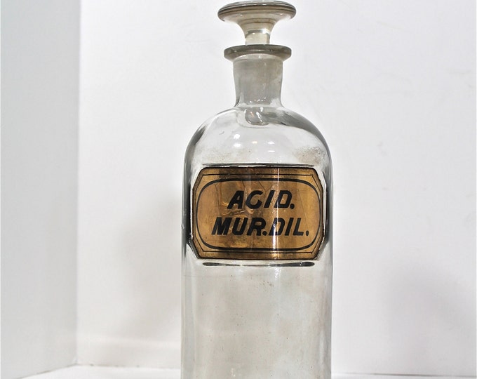 Vintage Label Under Glass Acid Bottle W N Walton 1862 Pat Etsy