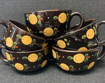 Swiss Pottery hand decorated cups