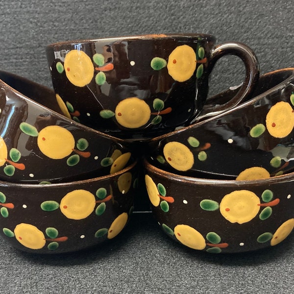 Swiss Pottery hand decorated cups