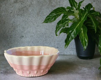 Vintage Cookson Potter CP-456 pink planter with drip edge