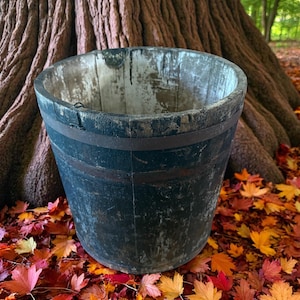 Antique Wooden Stave Bucket | Primitive Rustic Farmhouse Decor | Vintage Wood Pail