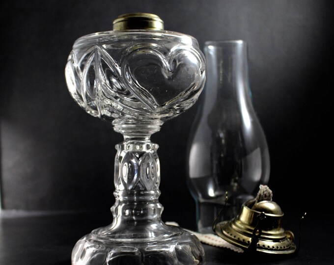 Antique Tarentum Heart and Thumbprint Kerosene Lamp C 1898 W Chimney Etsy