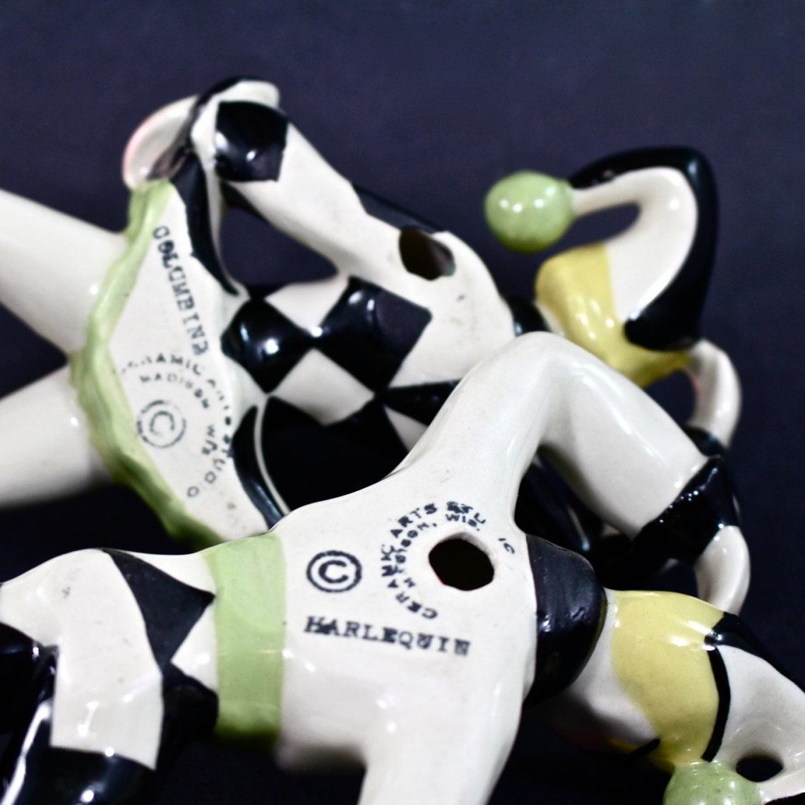 Harlequin and Columbine Figurines from Ceramic Arts Studio in Etsy