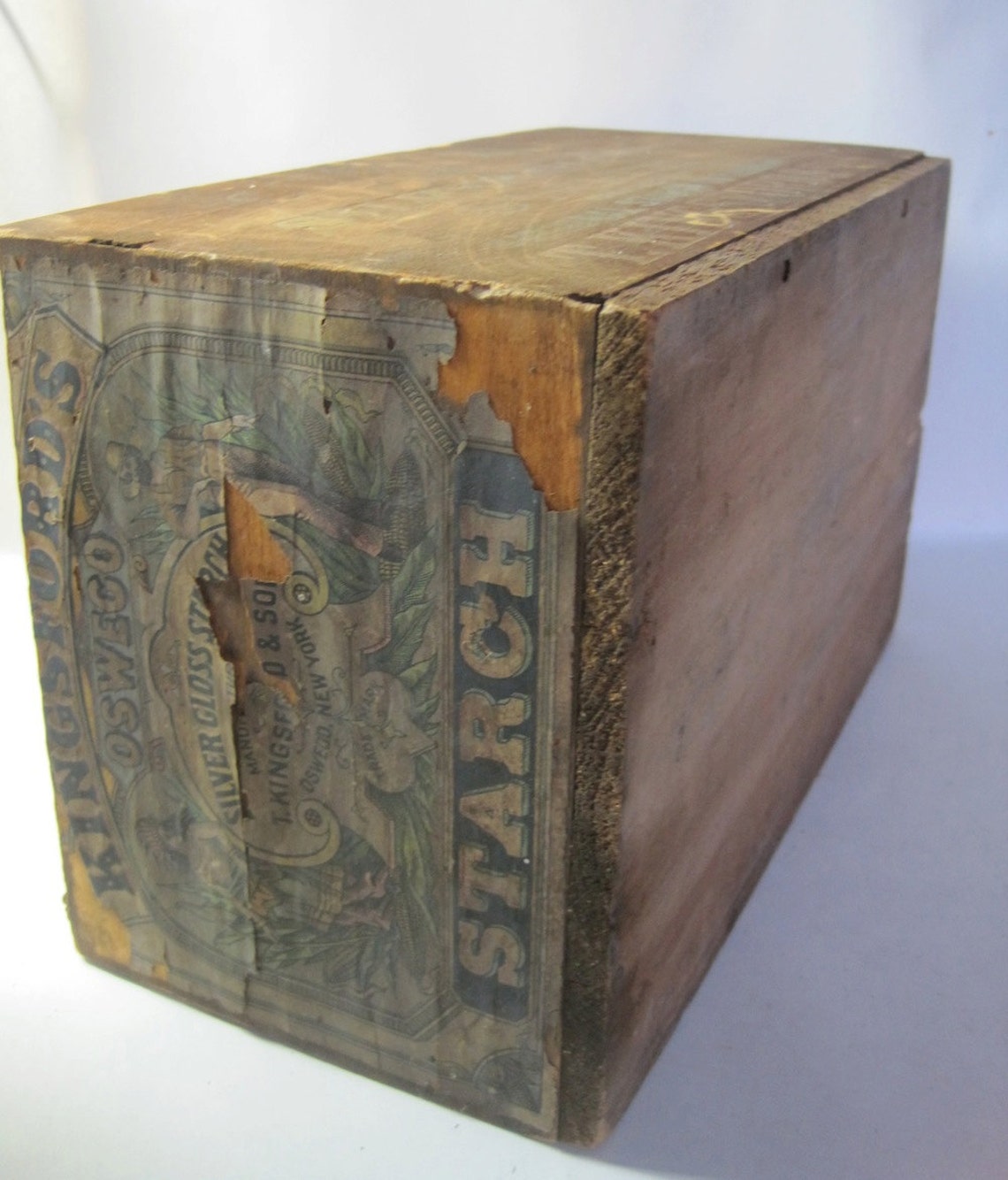Antique Storage Box with label Oswego Silver Gloss Starch Etsy