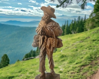 Walk About Hobo Intricately Carved wooden figurine